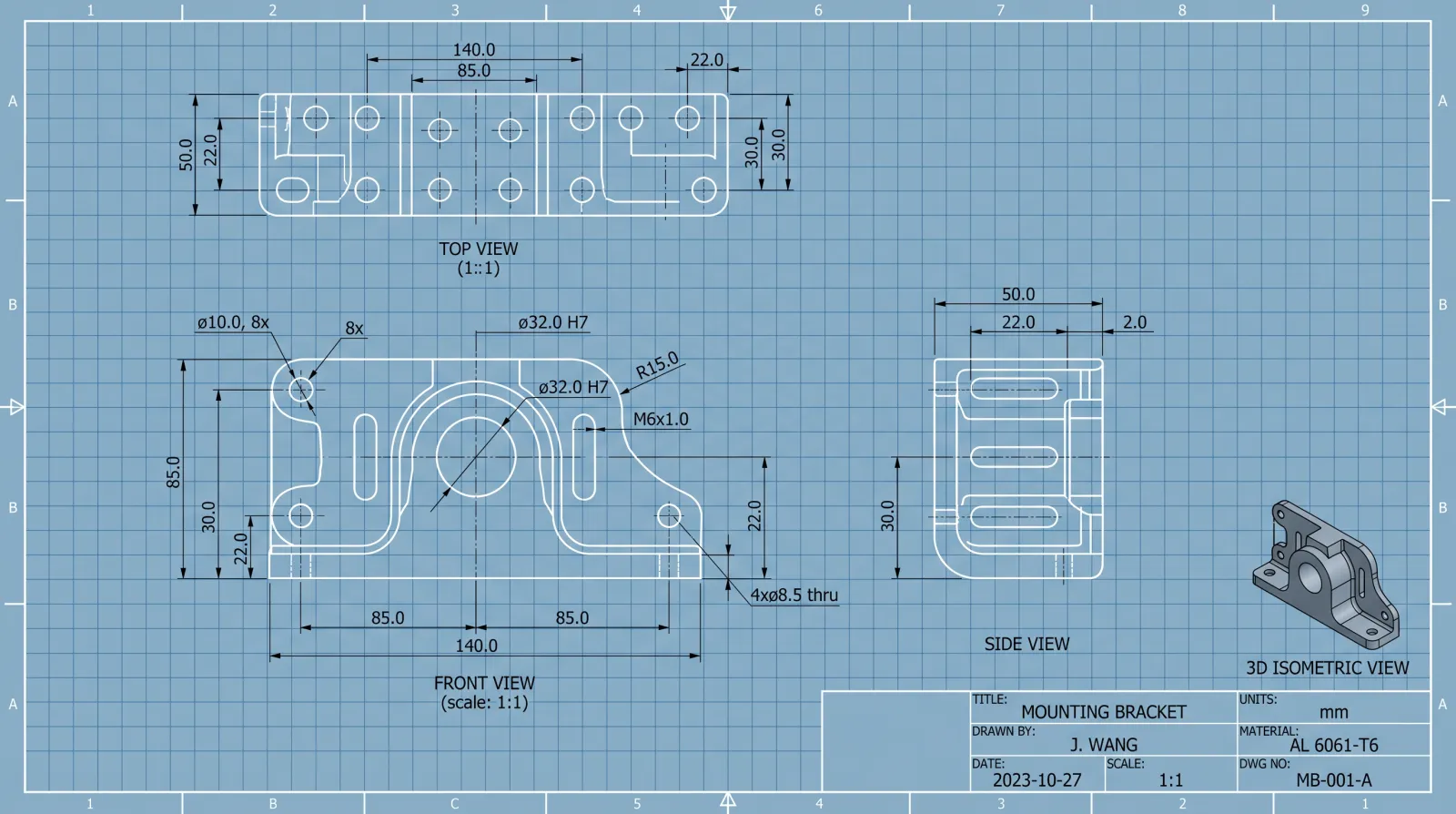 CAD engineering drawing on screen showing laser-cut part dimensions with DXF and STEP file formats