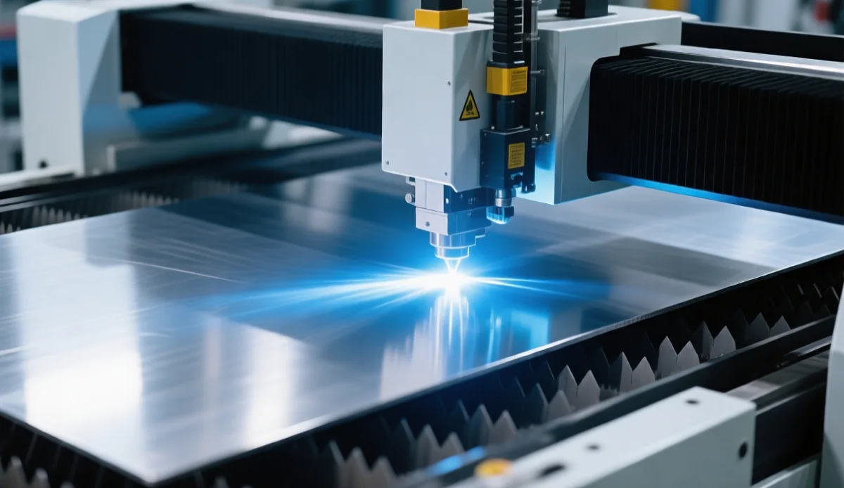 Fiber laser cutting stainless steel sheet with bright cutting glow