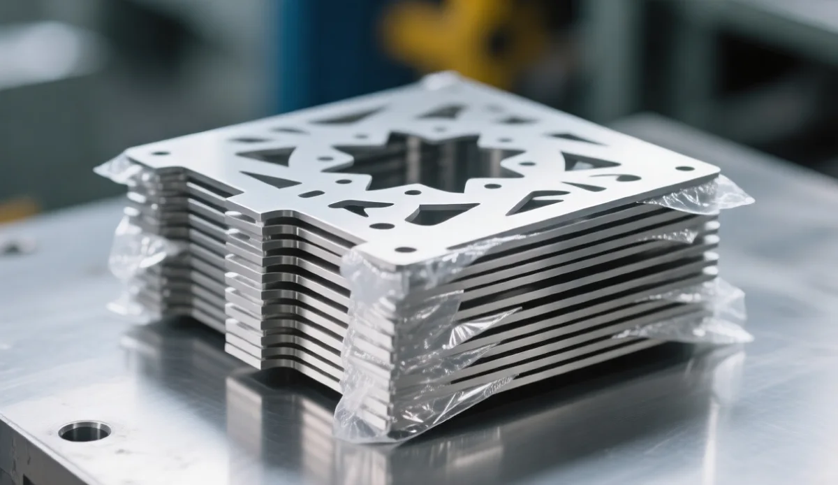 Stacked laser cut stainless steel parts with clean bright edges