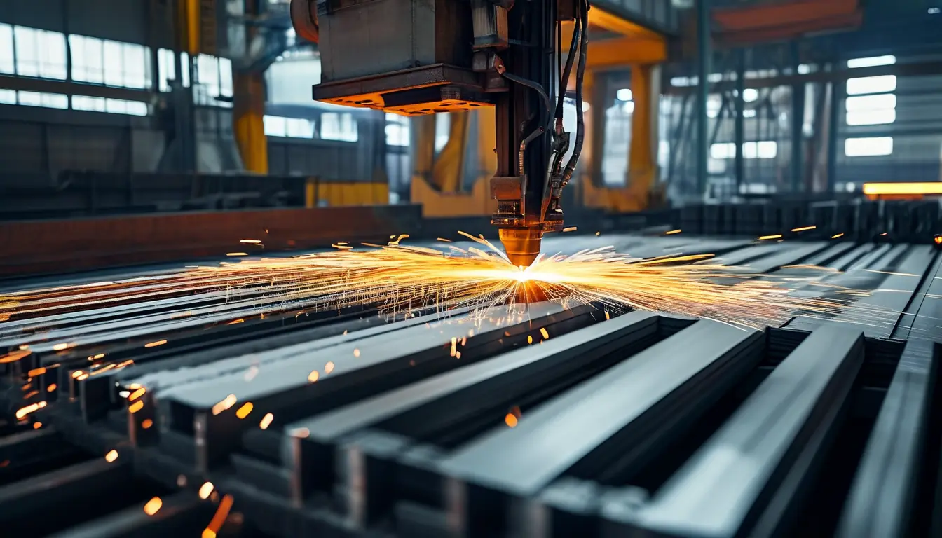 Heavy plate fiber laser cutting machine bed loaded with thick steel plates